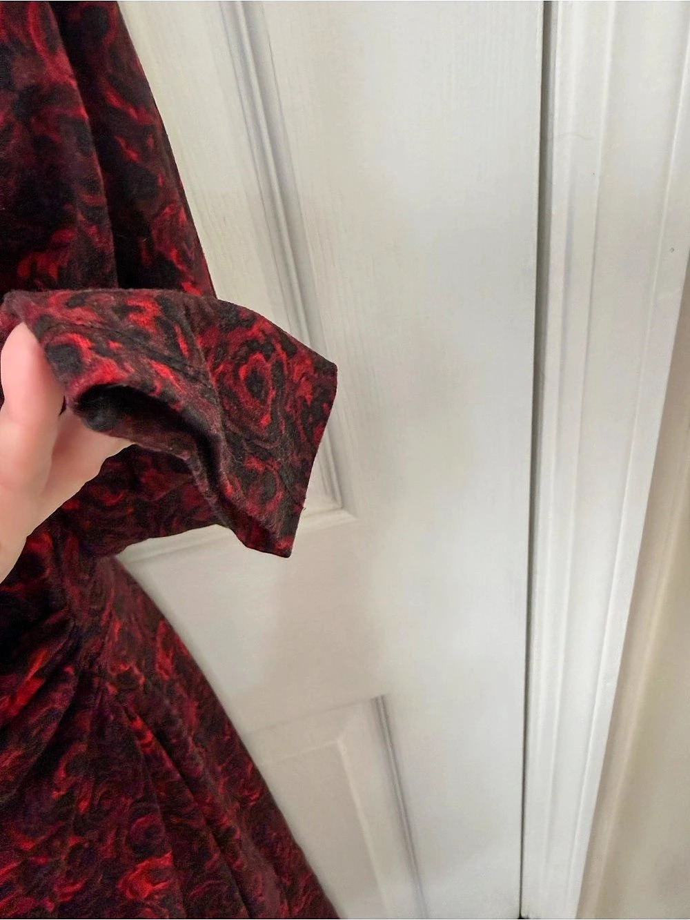 Talbots Red and Black Rose Floral Faux Wrap Midi Dress Medium - Picture 10 of 14